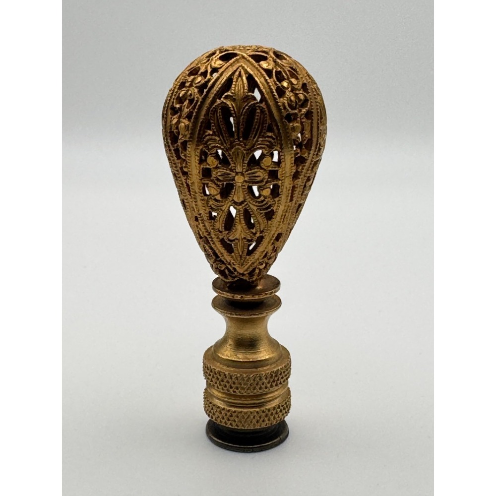 Vintage Lamp Finial Openwork Filigree Teardrop Light Shade Cap